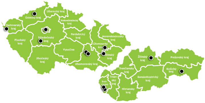 Mapa exkluzivních prodejců kolekce BLAC